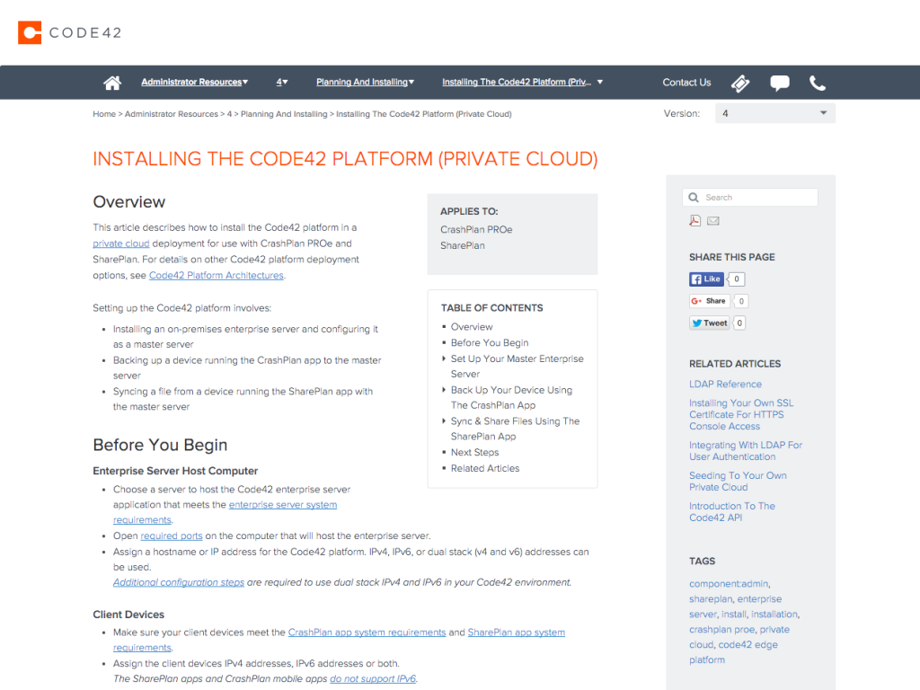 Installing the Code42 Platform (Private Cloud) article